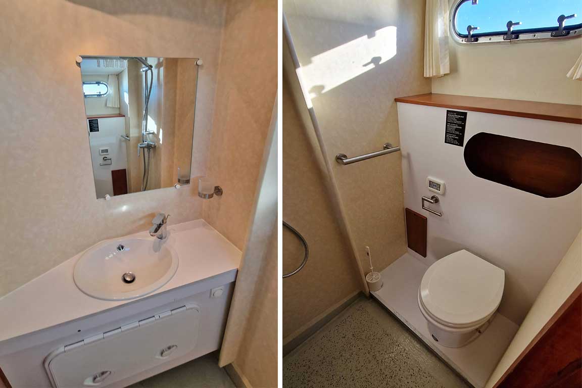 Interieur van de Sara Elite; badkamer